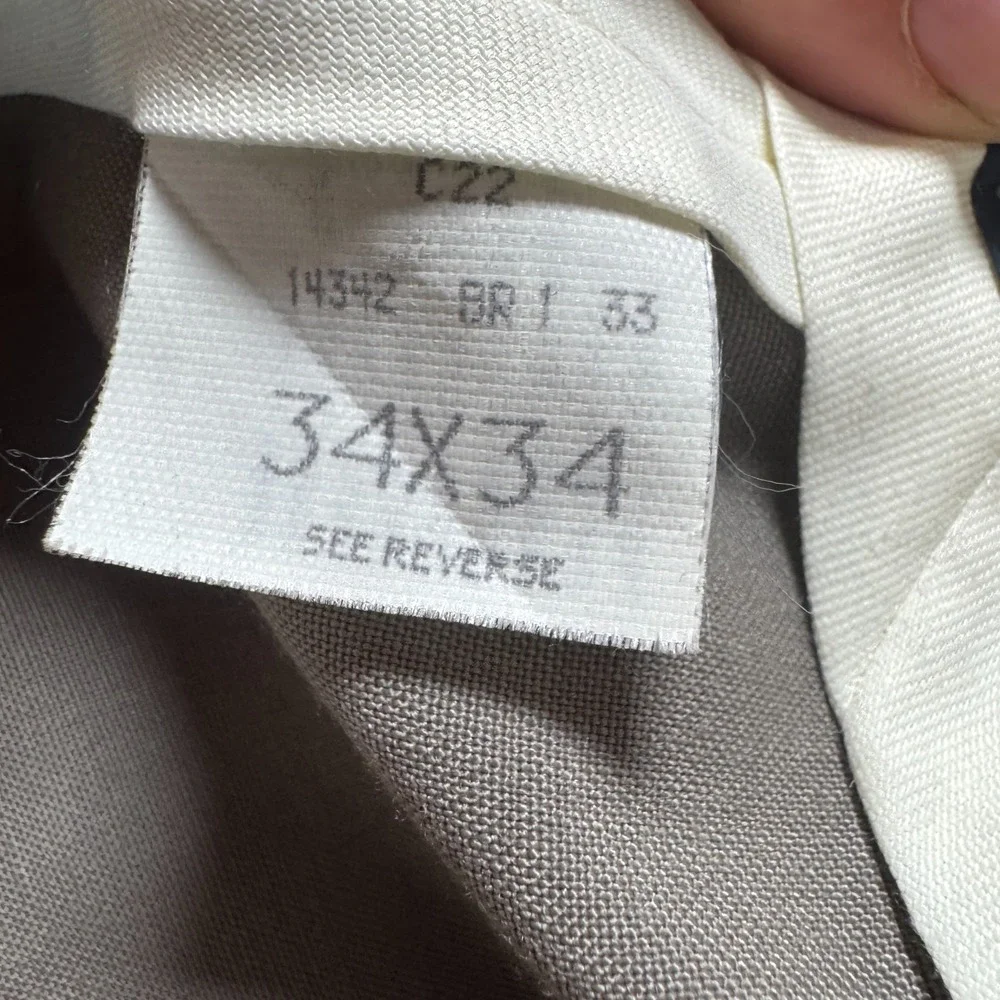 Vtg Haggar Dress Pants Mens 34x34 Brown Wool Blend Pleated Slash Pocket Career